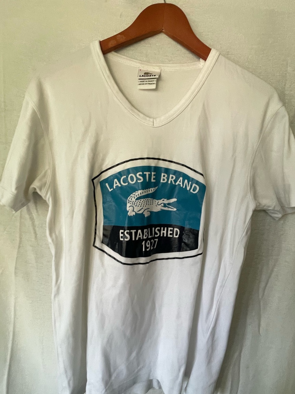 Lacoste tee v neck made in France medium preowned
